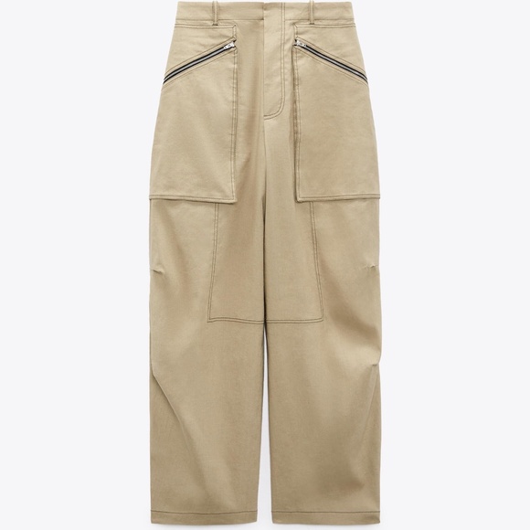 NWT Zara topstitched zipper cargo pants XS - Picture 4 of 16